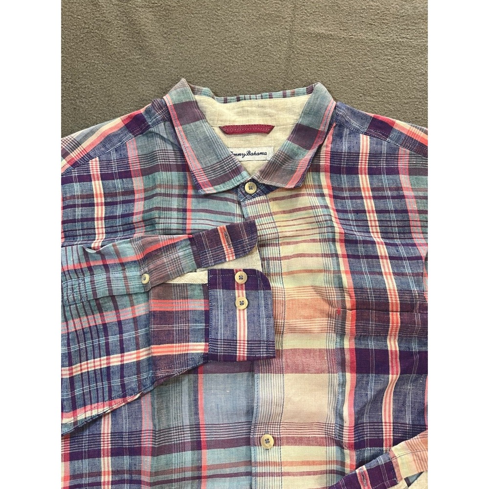 Tommy Bahama Men's Linen XL LS Button Down Shirt  Linen Plaid